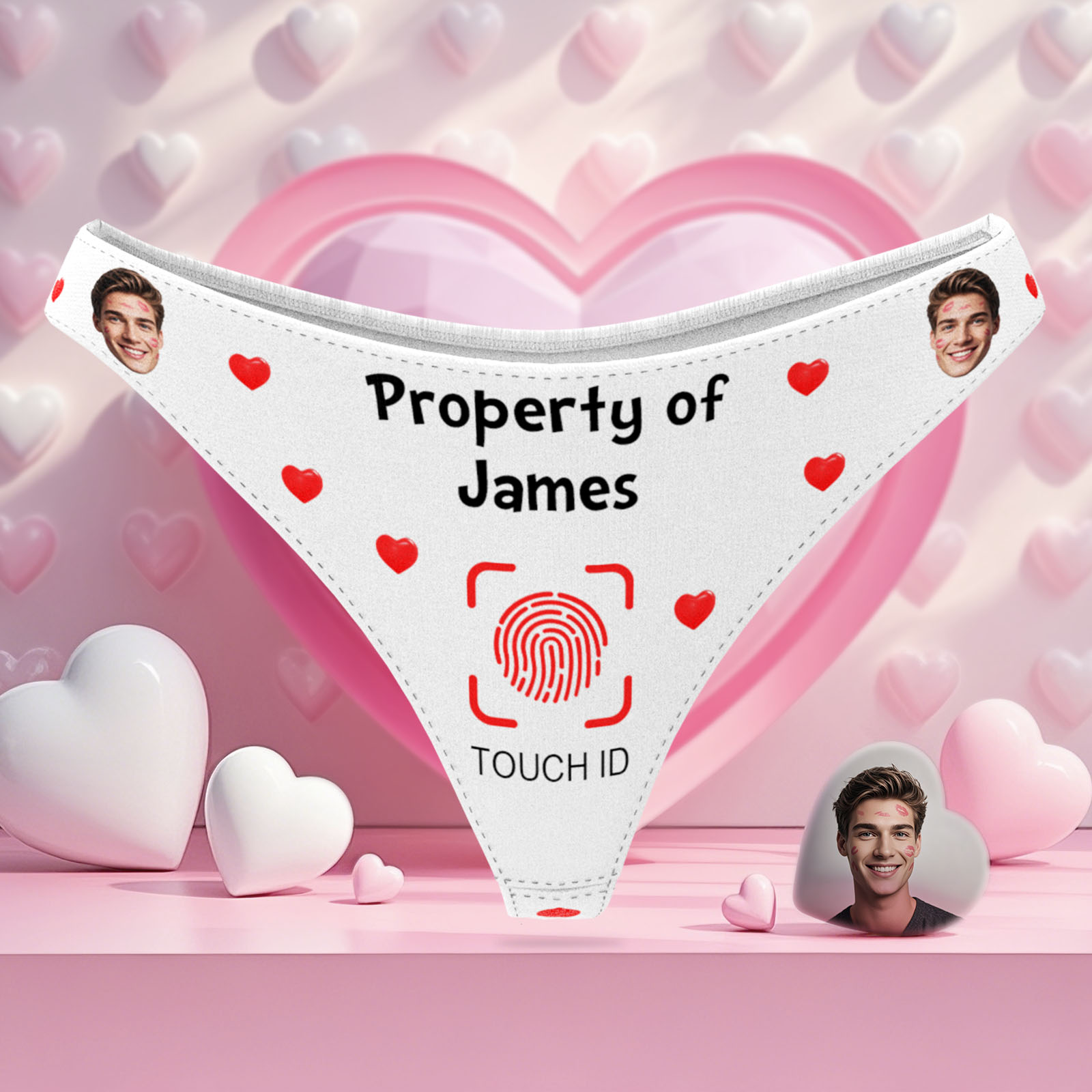 Custom Photo Panties Personalized Face ID Touch ID Property Of Women's Underwear Valentine's Gift for Girlfriend