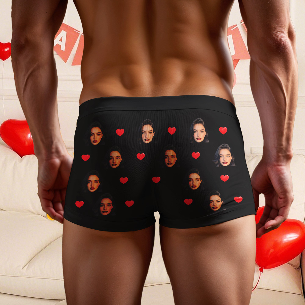 Custom Men's Boxer Shorts Personalized Face ID Touch ID Property Of Brief Boxer with Name Valentine's Day Gift - MyFaceBoxer