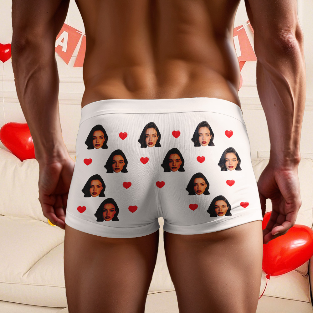 Custom Men's Boxer Shorts Personalized Face ID Touch ID Property Of Brief Boxer with Name Valentine's Day Gift - MyFaceBoxer