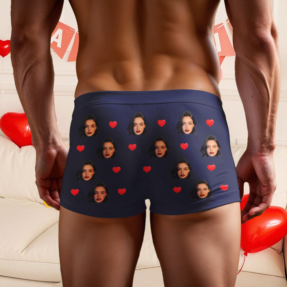 Custom Men's Boxer Shorts Personalized Face ID Touch ID Property Of Brief Boxer with Name Valentine's Day Gift - MyFaceBoxer