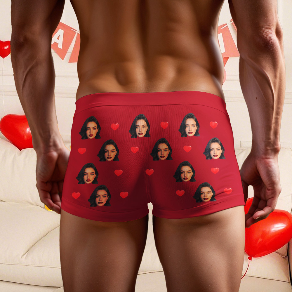 Custom Men's Boxer Shorts Personalized Face ID Touch ID Property Of Brief Boxer with Name Valentine's Day Gift - MyFaceBoxer