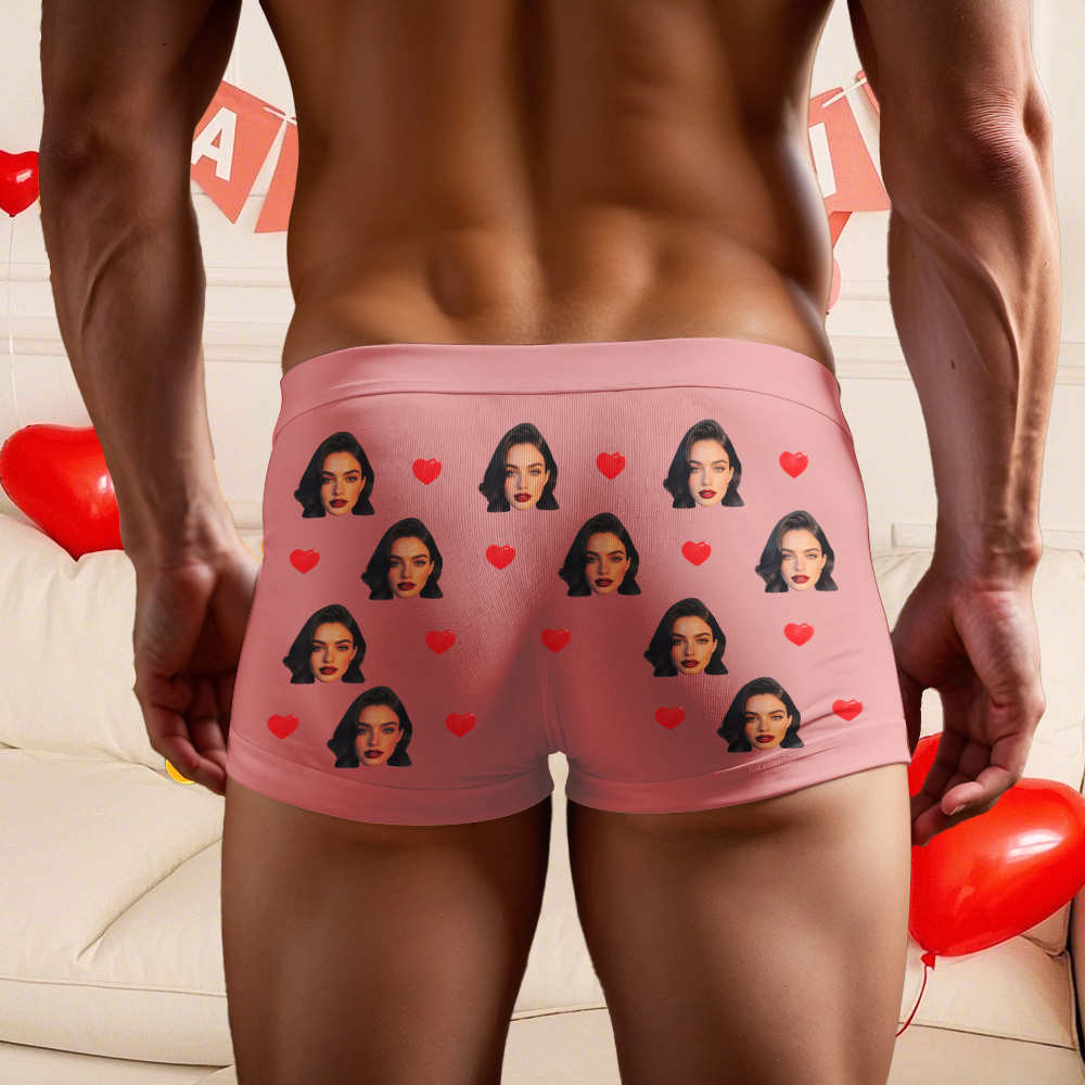 Custom Men's Boxer Shorts Personalized Face ID Touch ID Property Of Brief Boxer with Name Valentine's Day Gift - MyFaceBoxer
