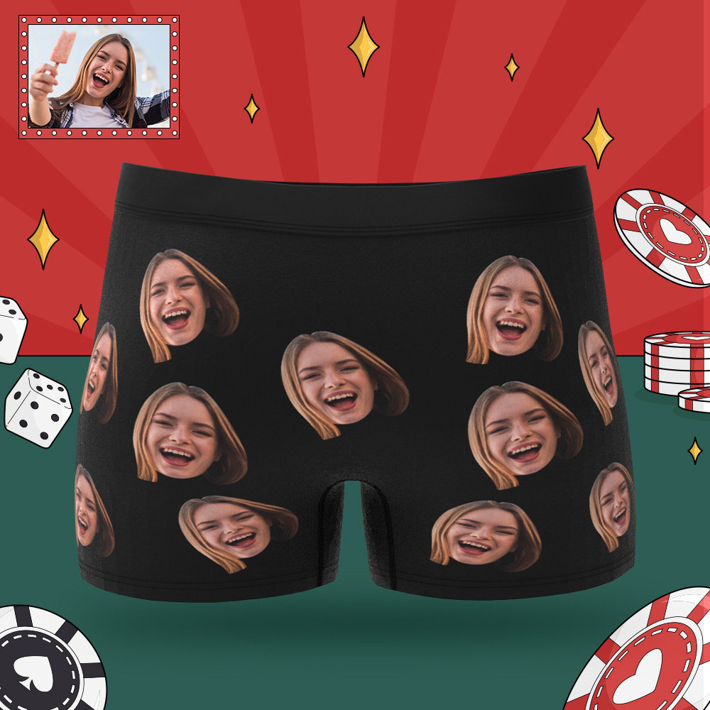 Custom Men's Boxer Briefs with Face Personalized Lucky Underwear