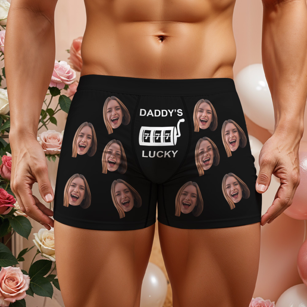 Custom Men's Boxer Briefs with Face Personalized Lucky Underwear