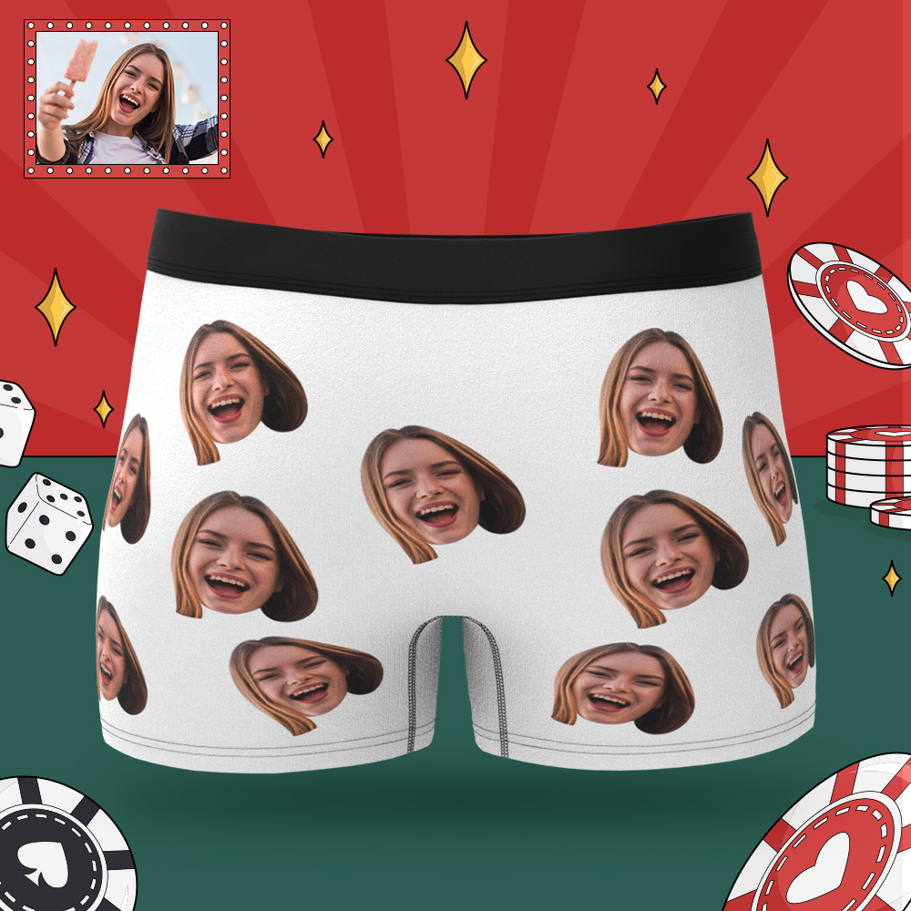 Custom Men's Boxer Briefs with Face Personalized Lucky Underwear