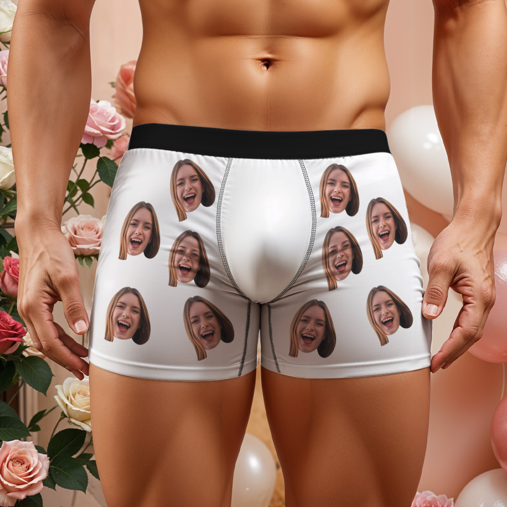 Custom Men's Boxer Briefs with Face Personalized Lucky Underwear
