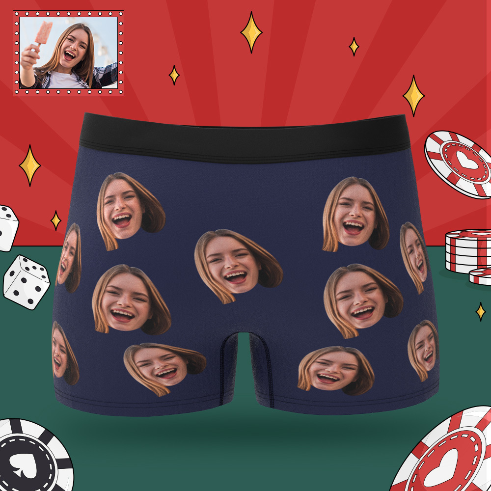 Custom Men's Boxer Briefs with Face Personalized Lucky Underwear