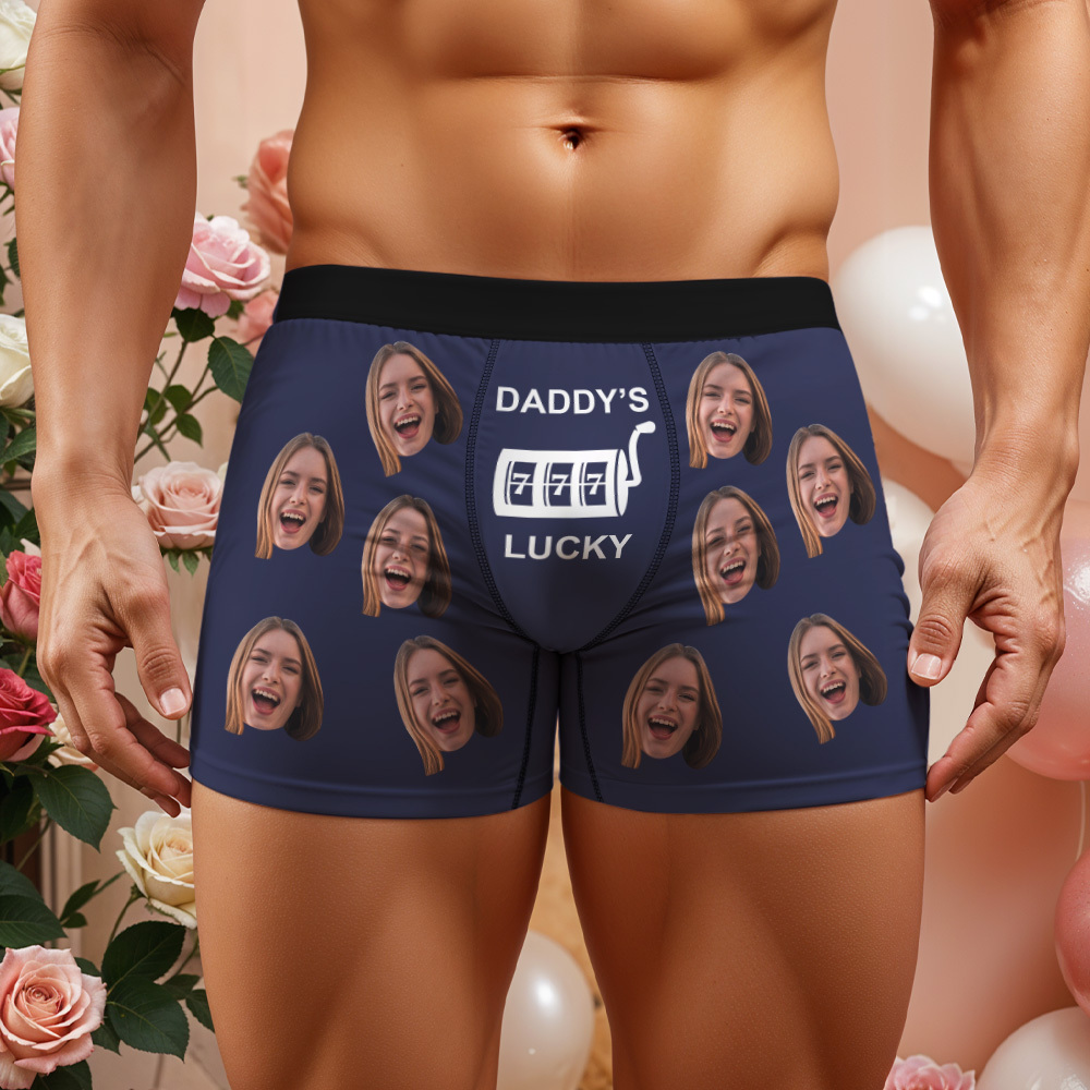 Custom Men's Boxer Briefs with Face Personalized Lucky Underwear