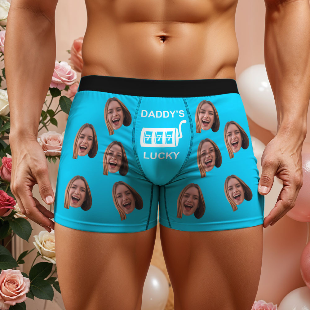 Custom Men's Boxer Briefs with Face Personalized Lucky Underwear