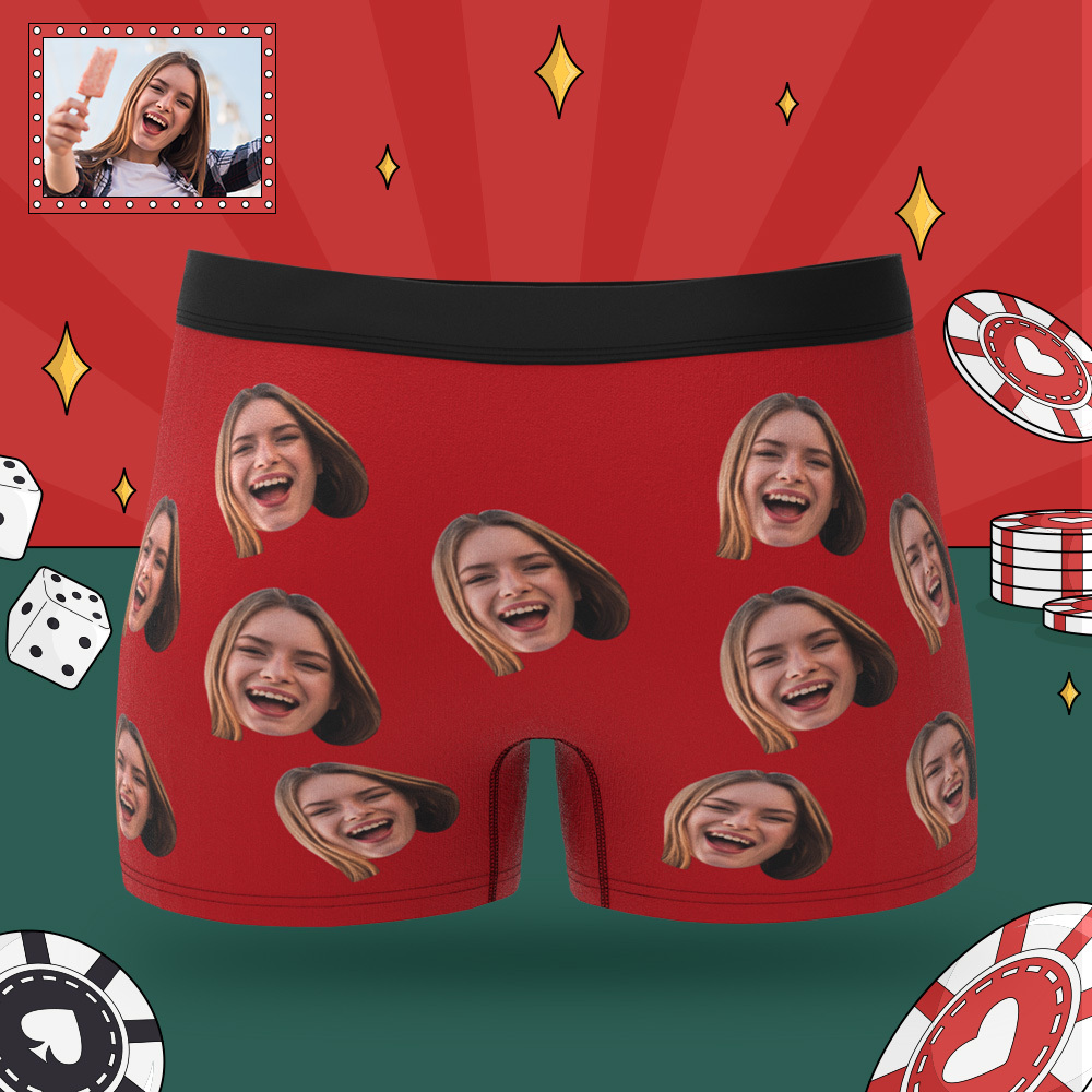 Custom Men's Boxer Briefs with Face Personalized Lucky Underwear