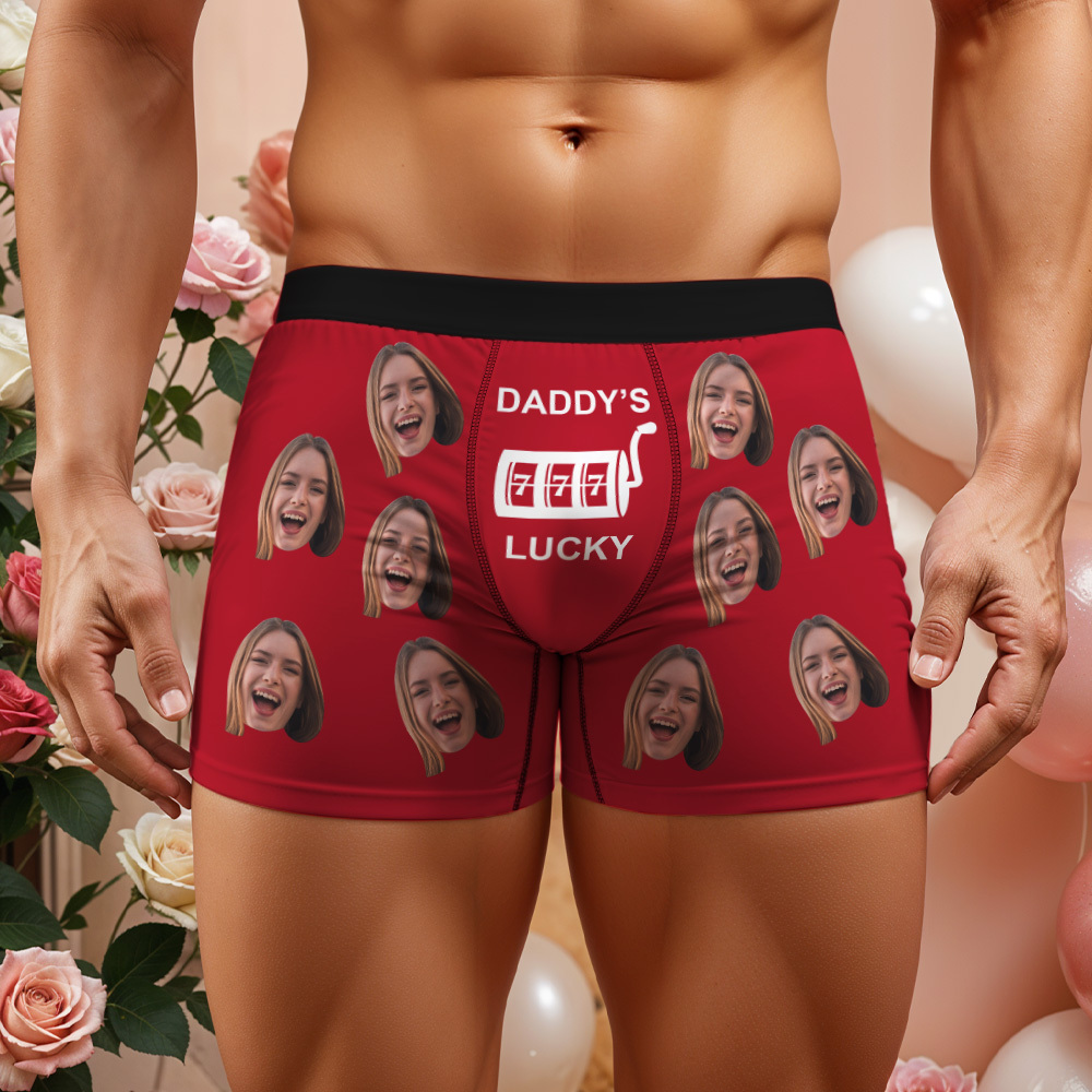 Custom Men's Boxer Briefs with Face Personalized Lucky Underwear