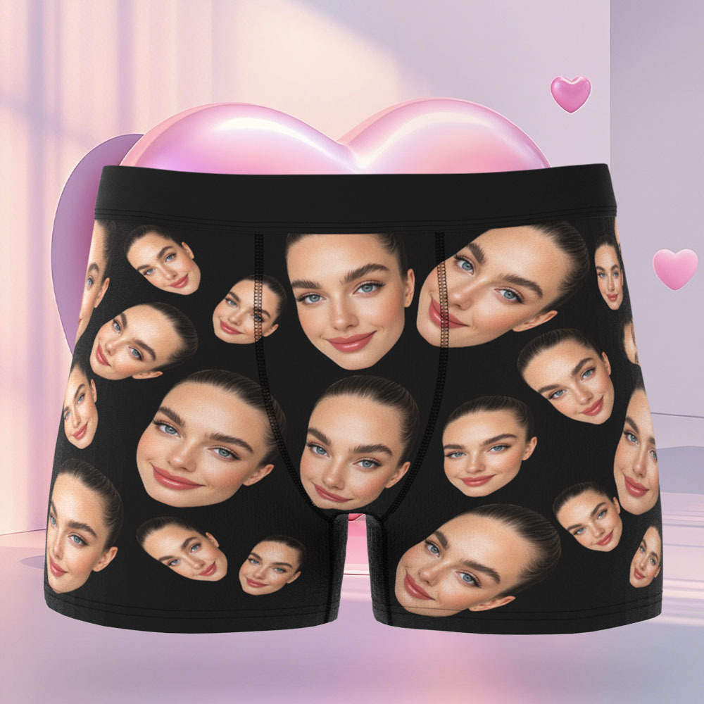 Custom Face Men's Boxer love and lip Property Of Dear Underwear Gifts For Husband Boyfriend Valentine's Day Gift - MyFaceBoxer