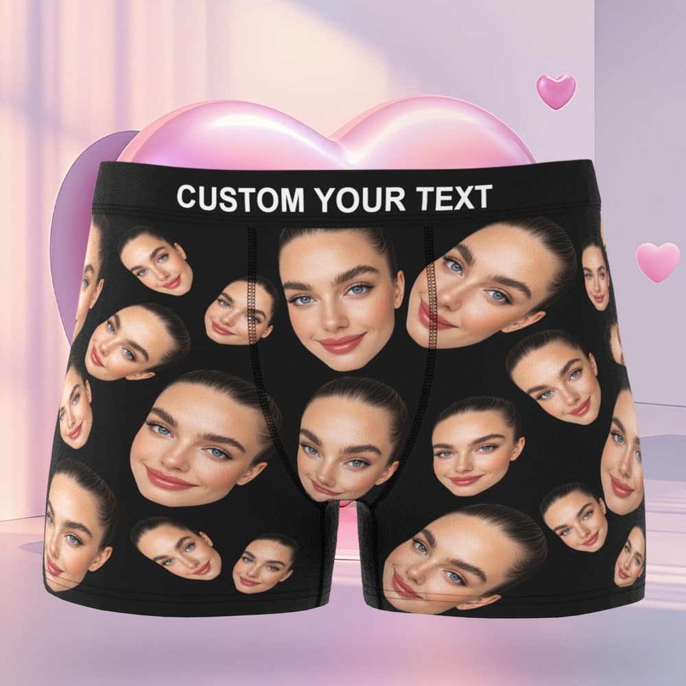 Men's Customized Face Boxer Personalised I Love You Photo Boxer Underwear For Husband Boyfriend - MyFaceBoxer