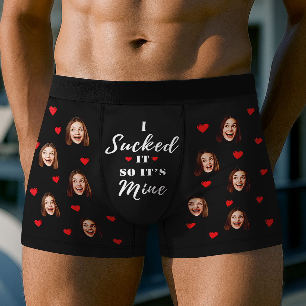 Breathable Ice Silk Men's Boxer Briefs Custom Heart And Face Underwear