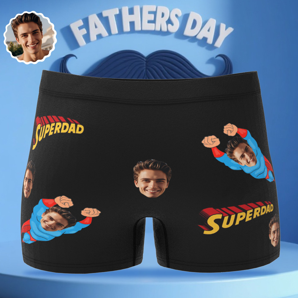 Super Dad Boxer Briefs | Fathers Day Trunks UnderPants Customised | Birthday Christmas Personalized | Customised Lucky Pants Superhero - MyFaceBoxer