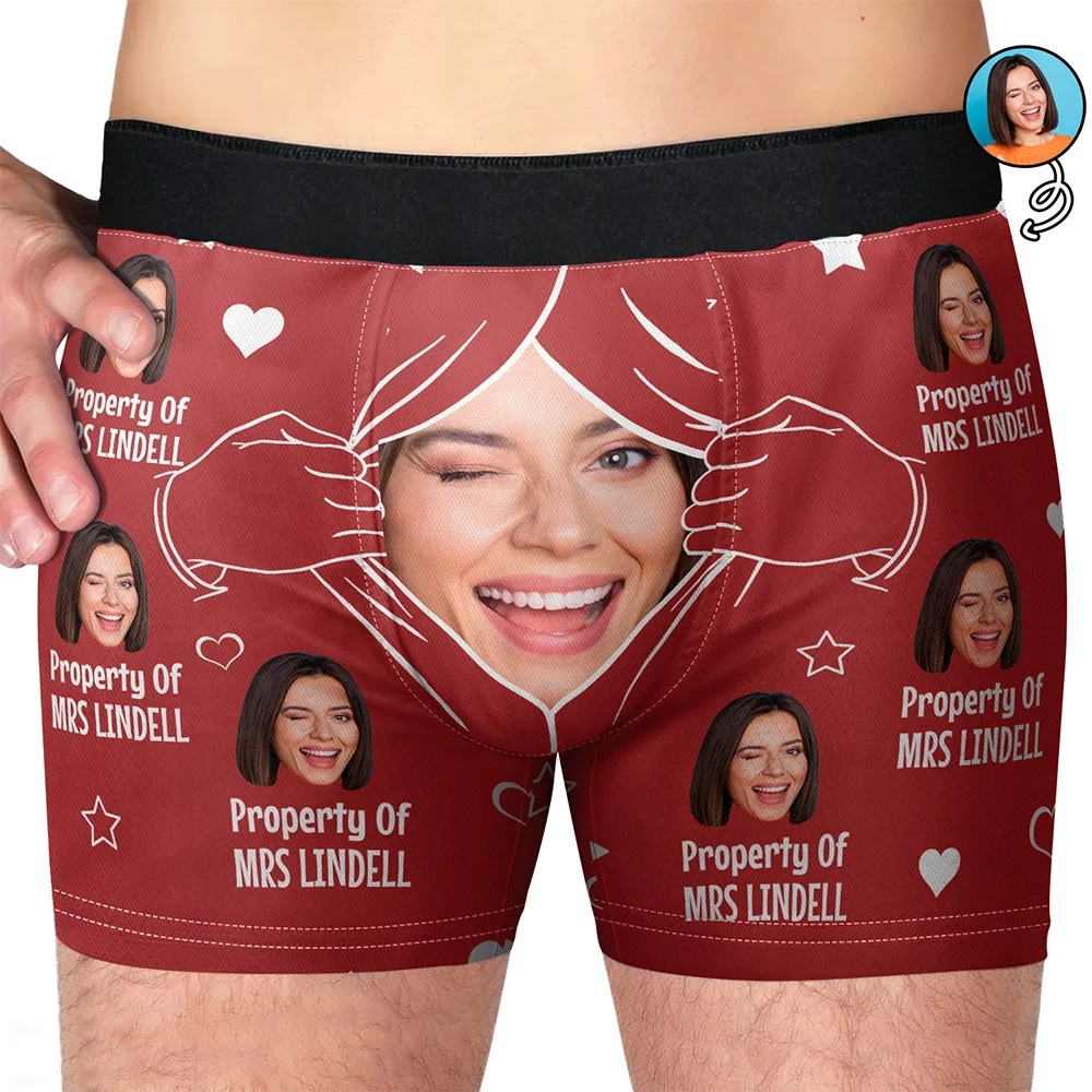 Custom Photo Funny Property Of - Personalized Men's Boxer Briefs