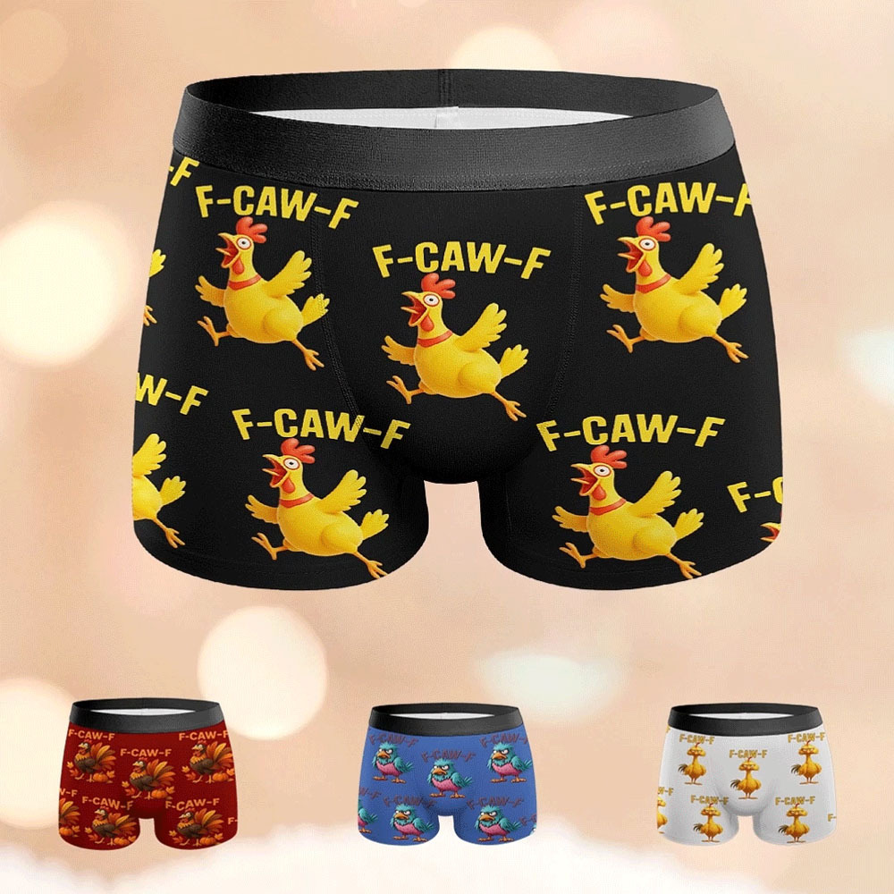 Underpants Funny F-Caw-F Chicken FCAWF Underwear Custom Trunk Trenky Men's Boxer Brief Gift