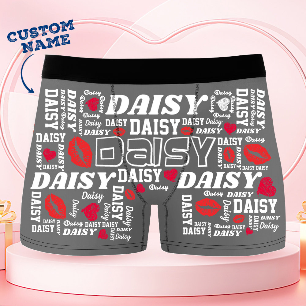 Custom Name Boxer Briefs, Men's Boxers Underwear Personalized Anniversary Gifts For Husband And Wife Him And Her