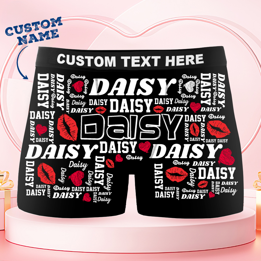 Custom Name Boxer Briefs, Men's Boxers Underwear Personalized Anniversary Gifts For Husband And Wife Him And Her