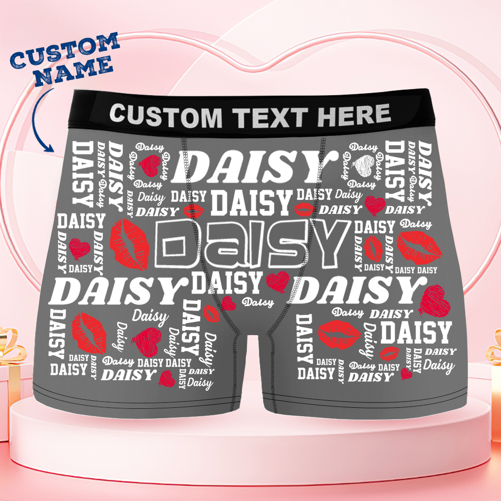 Custom Name Boxer Briefs, Men's Boxers Underwear Personalized Anniversary Gifts For Husband And Wife Him And Her