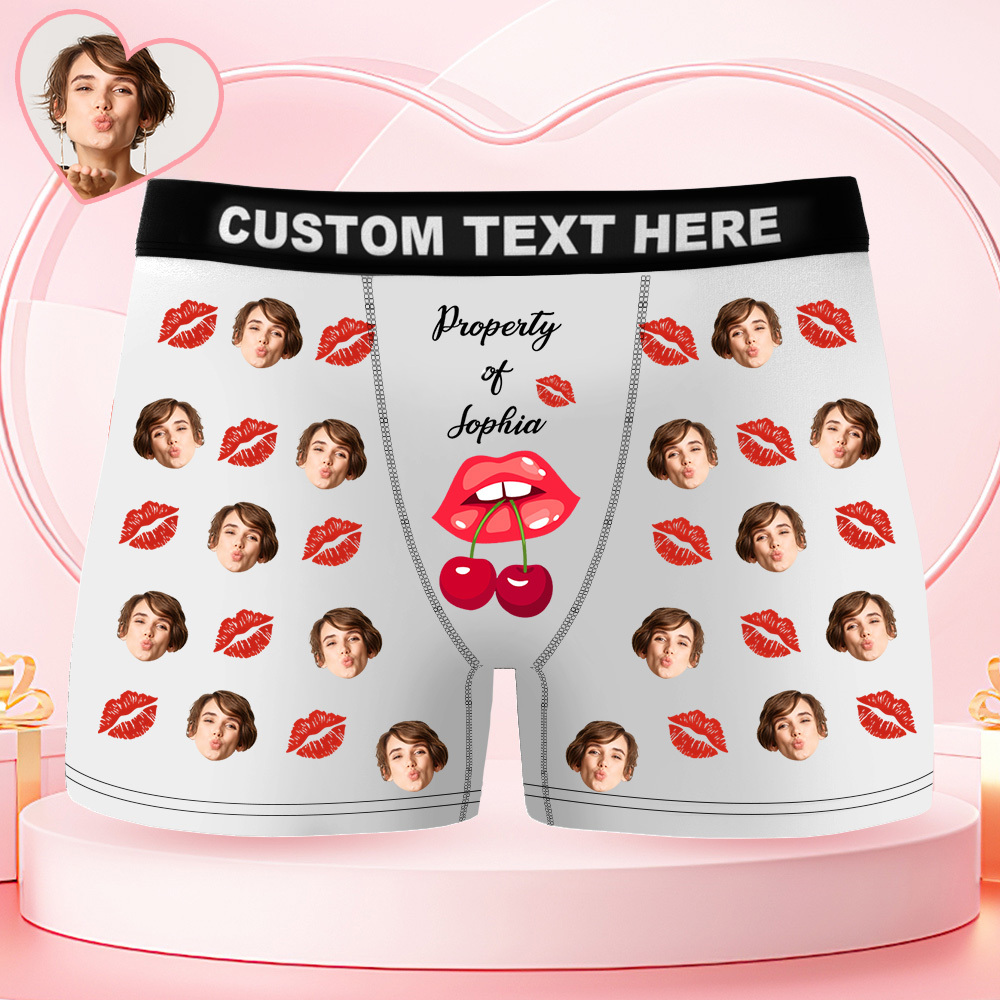 Personalized Face Boxer Briefs Funny Photo Underwear Property of Her Gift for Men