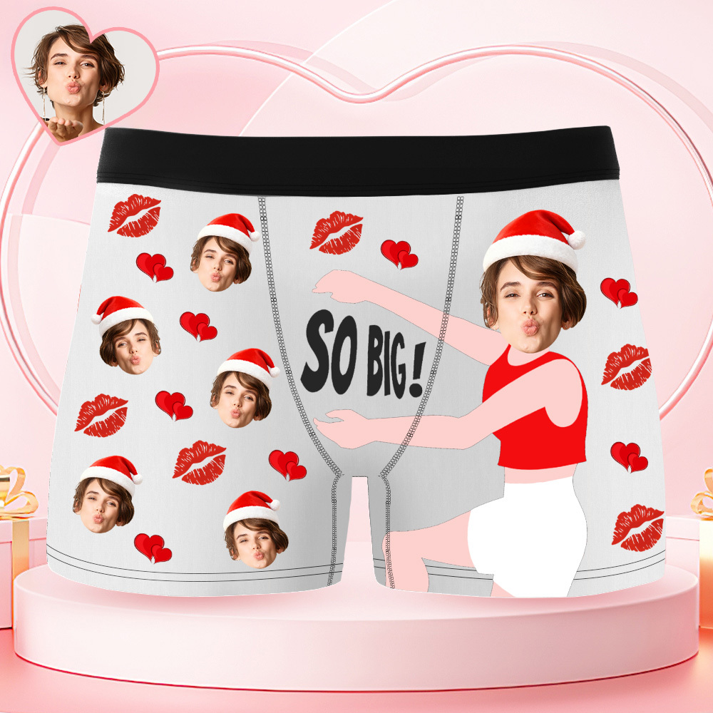 Personalized Face Boxer Briefs, Funny Photo Underwear, Christmas Gift for Men