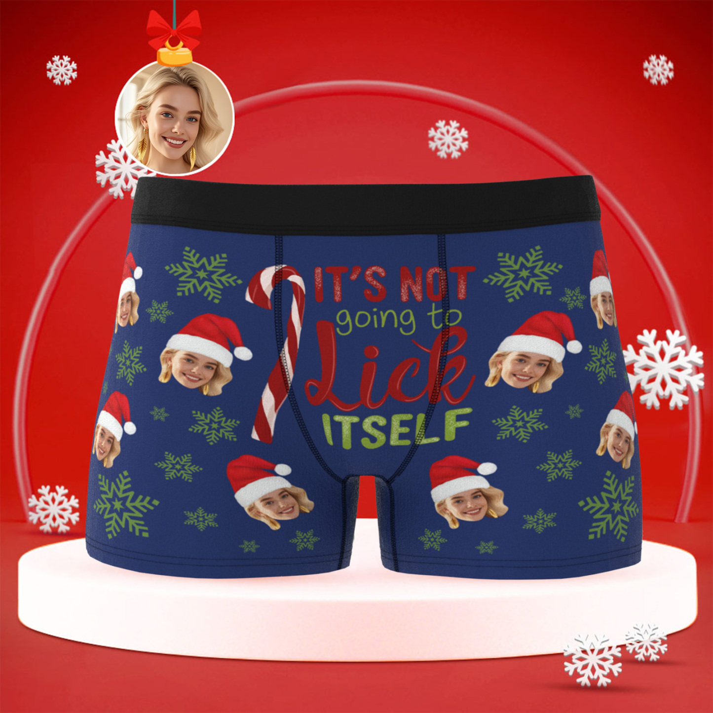 Custom Christmas Men Boxers with Face, Funny Personalized Underwear Gift for Boyfriend or Husband