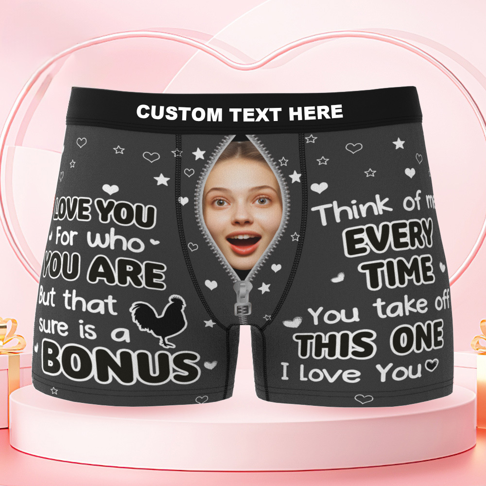 Personalized Face Boxer Briefs, Funny Photo Underwear, Christmas Gift
