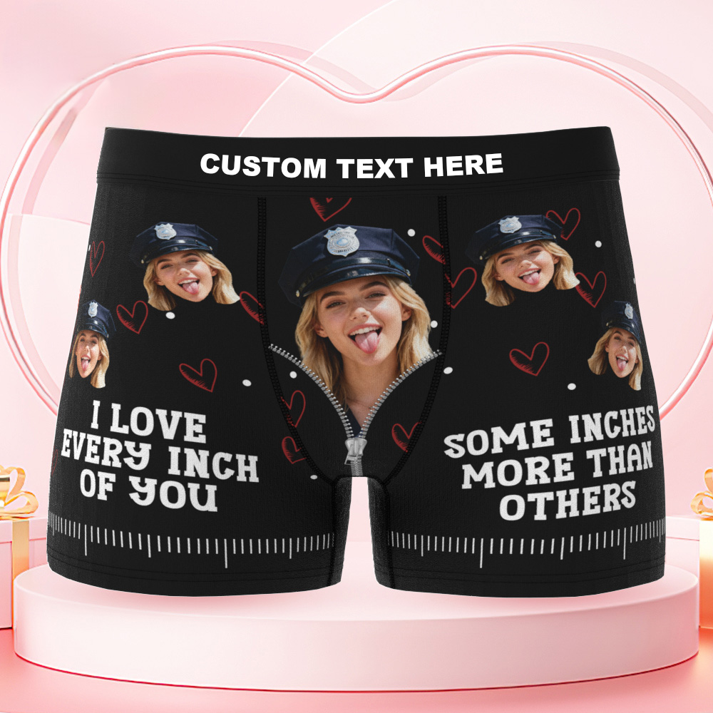 Custom Underwear I Love Every Inch Of You - Personalized Photo Men's Boxer Briefs