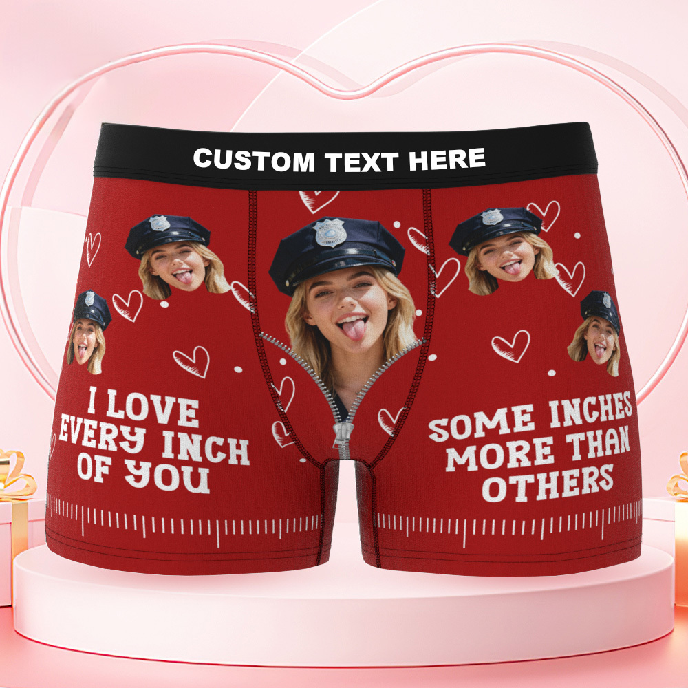 Custom Underwear I Love Every Inch Of You - Personalized Photo Men's Boxer Briefs