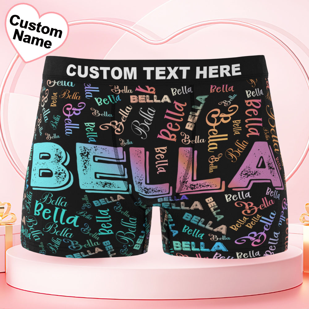 Custom Name Men's Underwear Gradient Color Personalized Men's Boxer Briefs