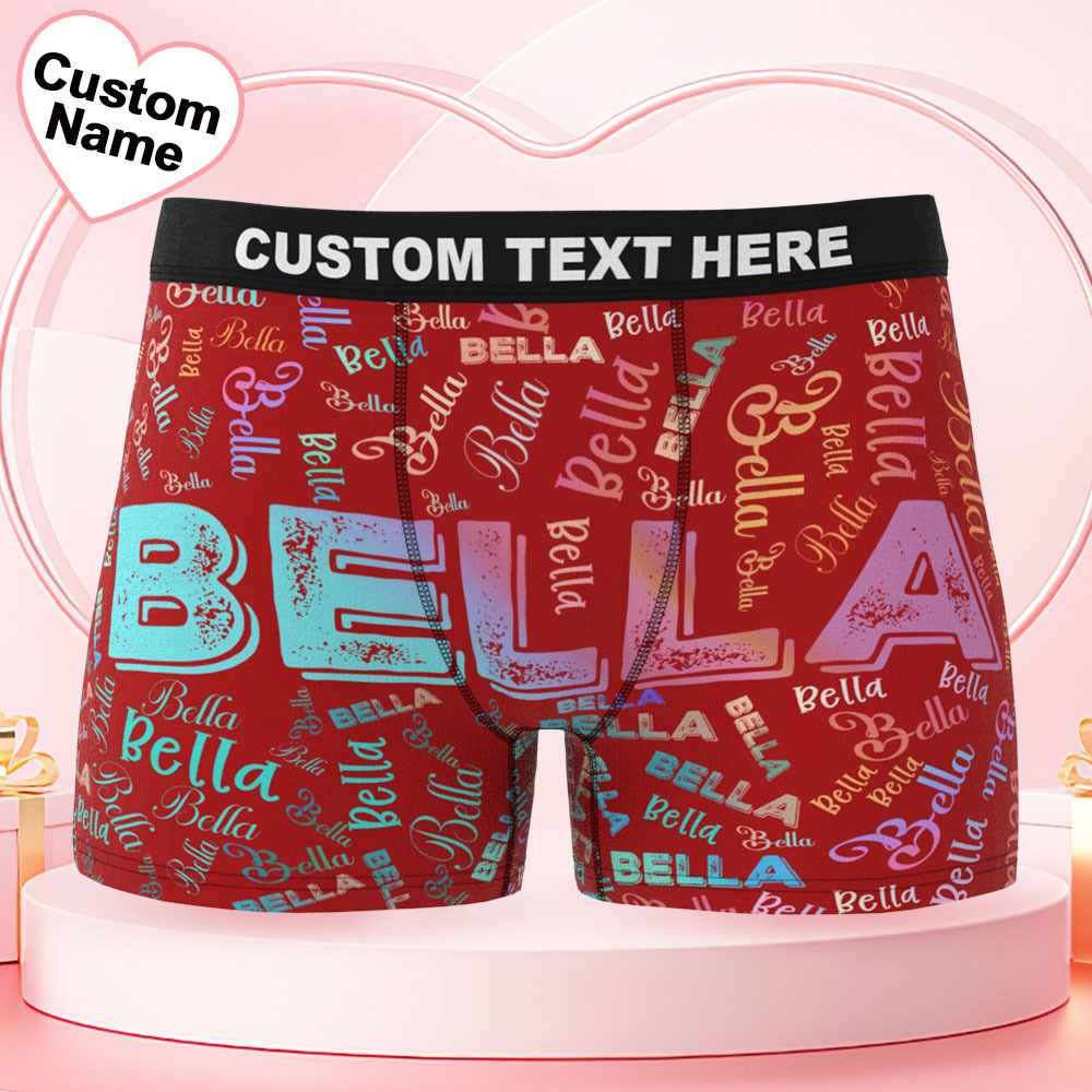 Custom Name Men's Underwear Gradient Color Personalized Men's Boxer Briefs