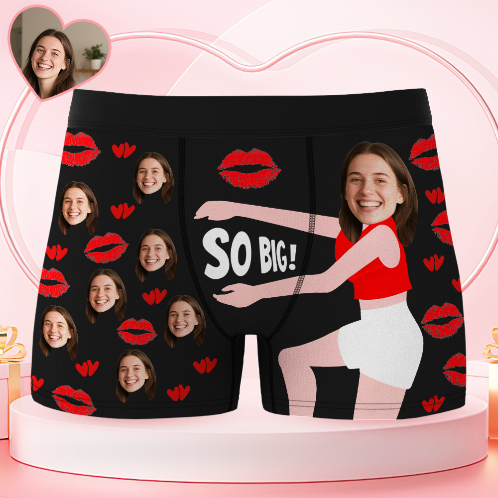 Custom Face Men's Underwear Personalized Photo Men's Boxer Briefs Valentine's Gifts So Big Boxers
