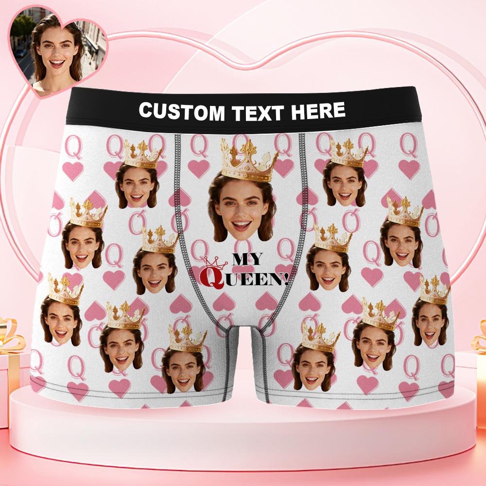 Custom Face Men's Underwear My Queen Personalized Photo Men's Boxer Briefs Valentine's Gifts