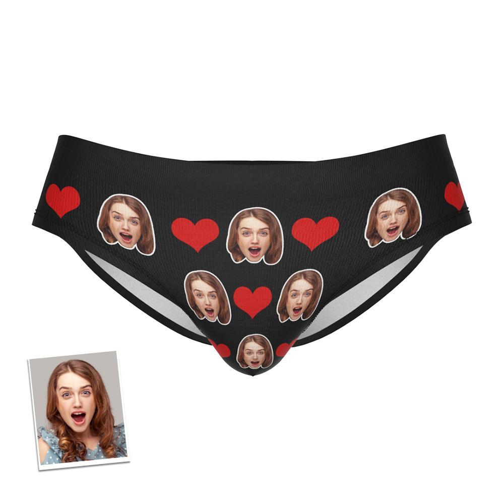 Custom Love Heart Men's Face Briefs Personalized Photo Underwear Gift For Men - MyFaceBoxer