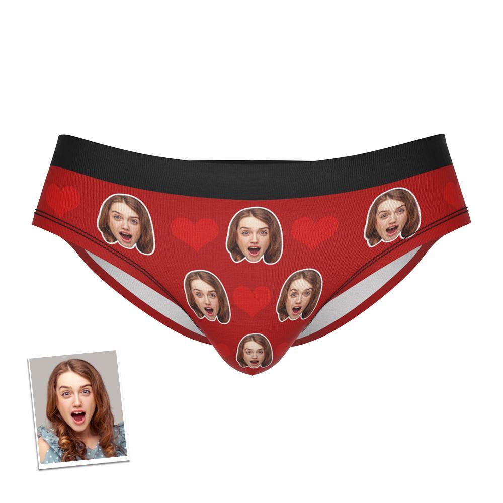Custom Love Heart Men's Face Briefs Personalized Photo Underwear Gift For Men - MyFaceBoxer