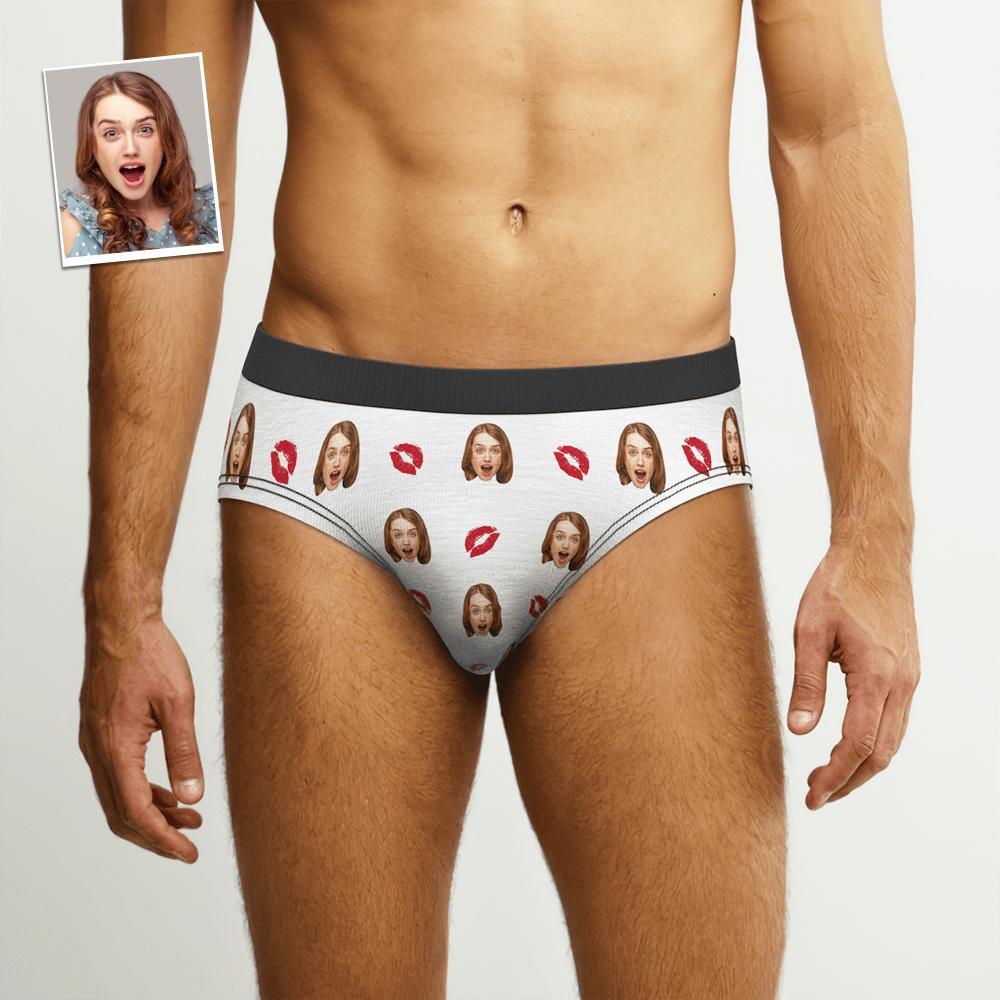 Custom Kiss Men's Face Briefs Personalized Photo Underwear Gift For Men - MyFaceBoxer