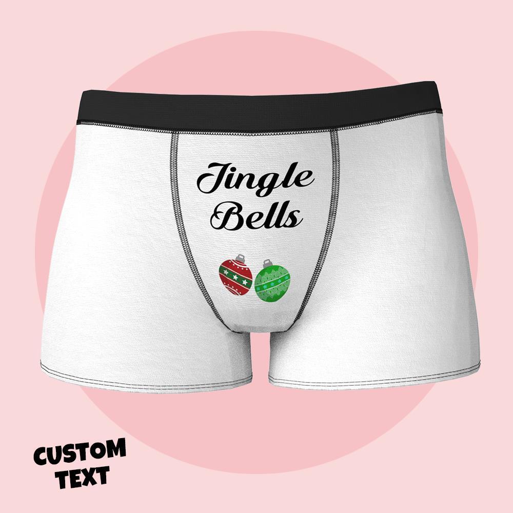Custom Engraved Boxer Jingle Bells Underwear Christmas Gift for Men - MyFaceBoxer