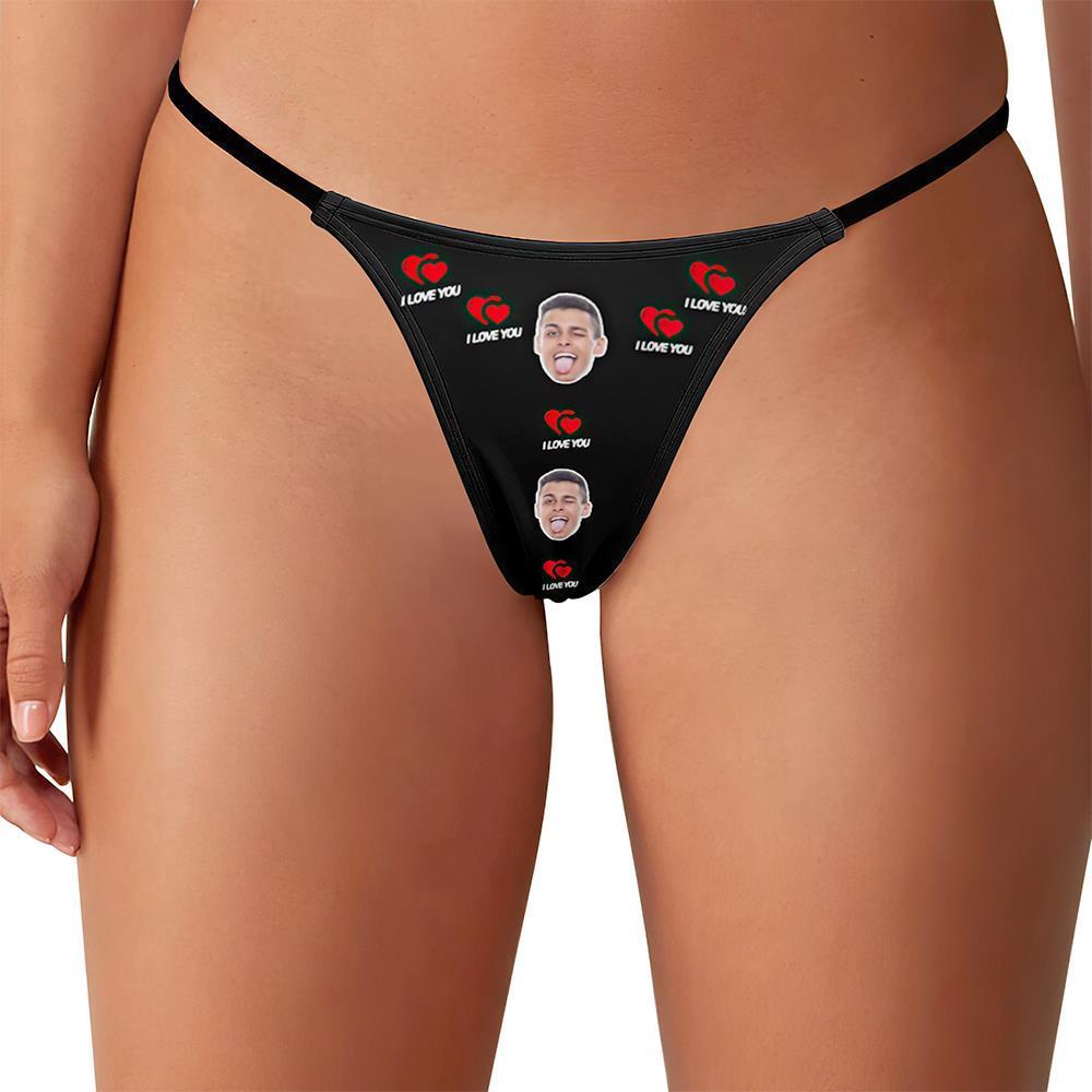 Custom Face Thong Women Customized Sexy Printed Photo Thong - I LOVE YOU - MyFaceBoxer