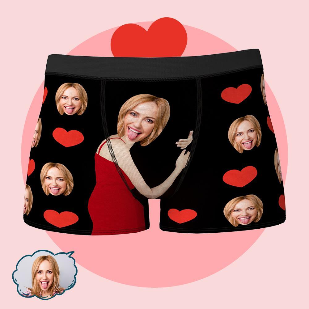 Personalize Face Boxer Love Heart Custom Funny Underwear Anniversary Gift For Him Wedding Gift