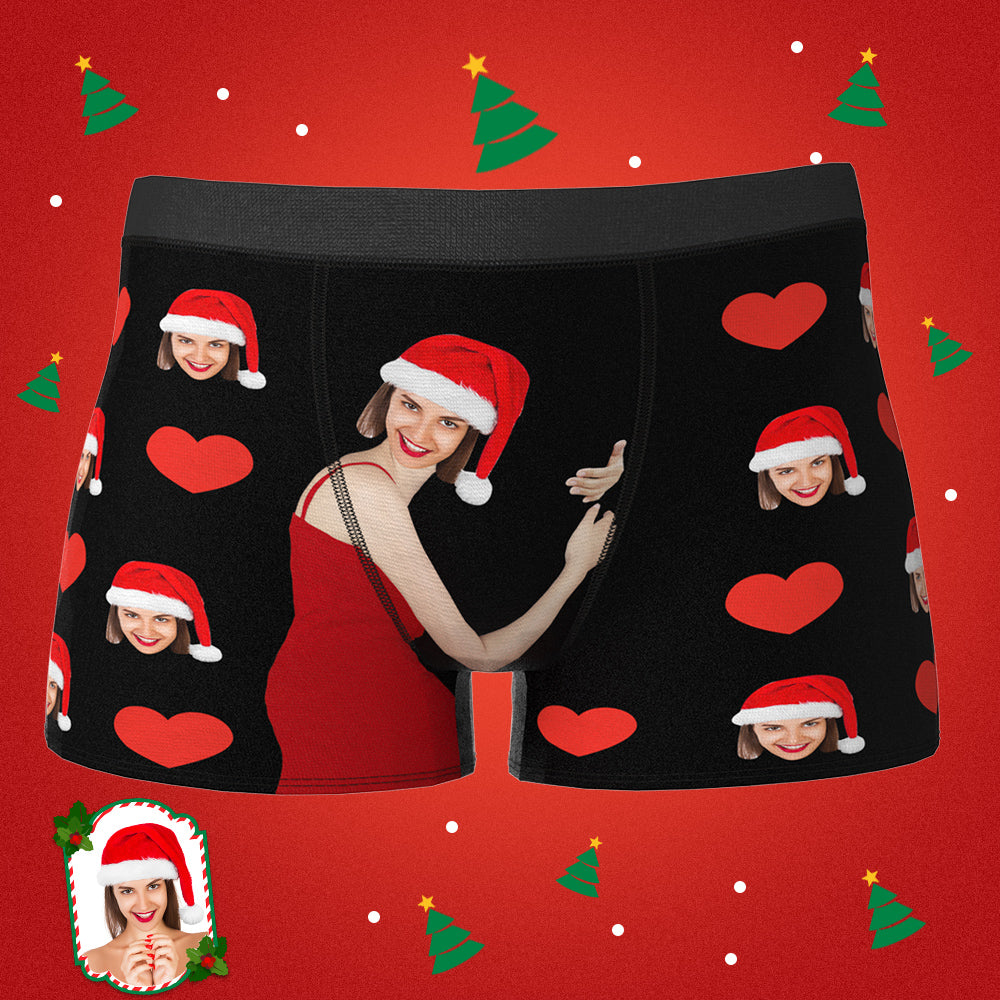 Personalize Face Boxer Love Heart Custom Funny Underwear Christmas Gifts for Him - MyFaceBoxer