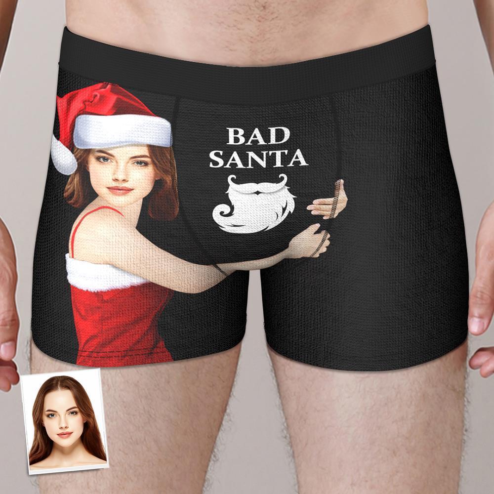 Personalized Face Boxer Custom Photo Men Underwear Bad Santa Christmas Gift for Husband - MyFaceBoxer