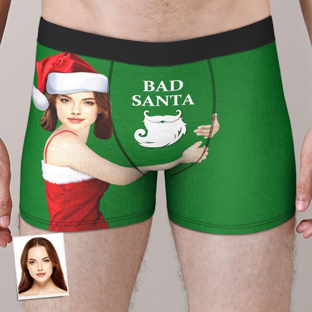 Personalized Face Boxer Custom Photo Men Underwear Bad Santa Christmas Gift for Husband - MyFaceBoxer