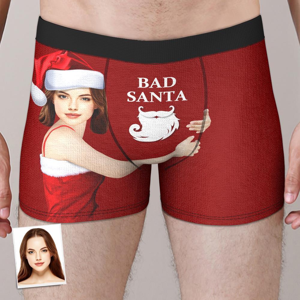 Personalized Face Boxer Custom Photo Men Underwear Bad Santa Christmas Gift for Husband - MyFaceBoxer