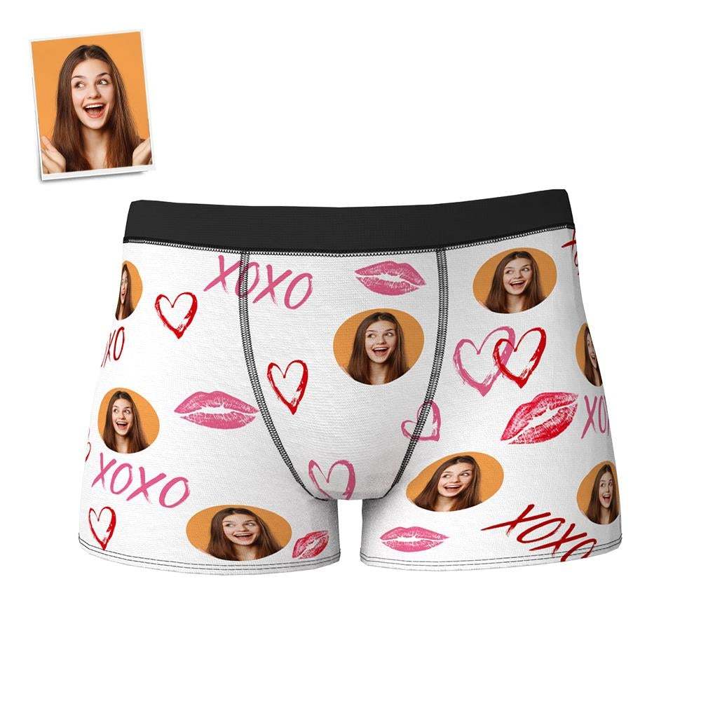 Custom Face Boxer Shorts Personalized Photo Boxer Shorts Valentine's Day Gifts - XOXO - MyFaceBoxer