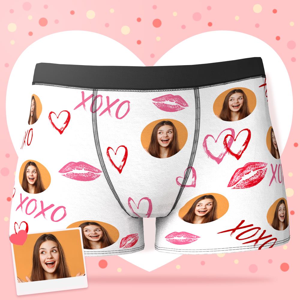 Custom Face Boxer Shorts Personalized Photo Boxer Shorts Valentine's Day Gifts - XOXO - MyFaceBoxer