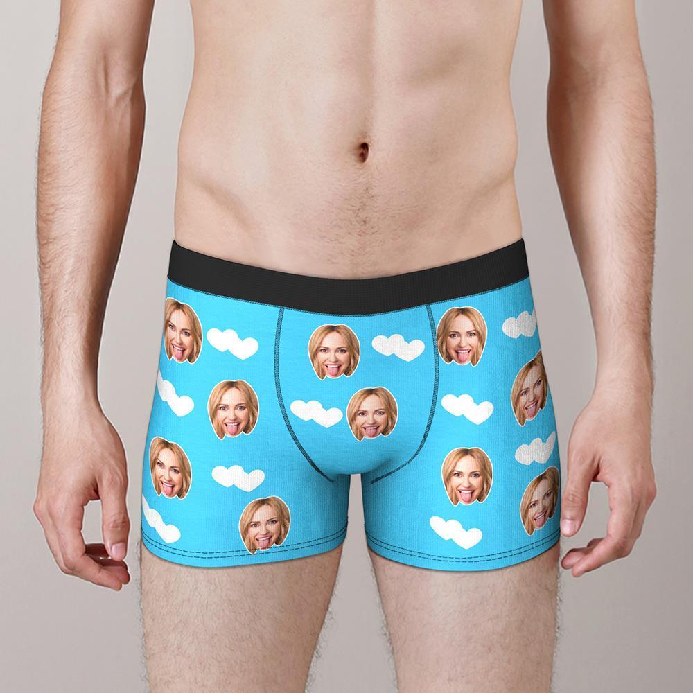 Custom Face Boxers Shorts Love Hearts Personalized Men's Boxer Briefs Valentine's Day Gift - MyFaceBoxer