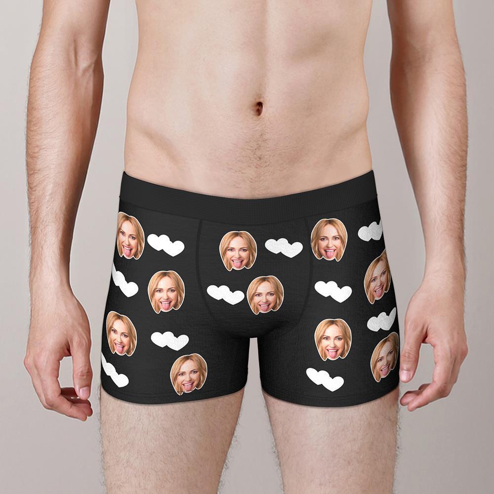 Custom Face Boxers Shorts Love Hearts Personalized Men's Boxer Briefs Valentine's Day Gift - MyFaceBoxer