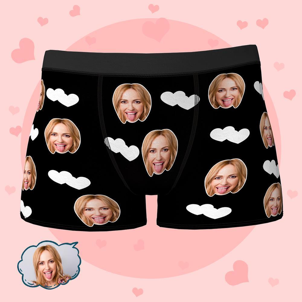 Custom Face Boxers Shorts Love Hearts Personalized Men's Boxer Briefs Valentine's Day Gift - MyFaceBoxer