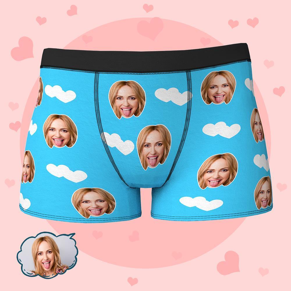 Custom Face Boxers Shorts Love Hearts Personalized Men's Boxer Briefs Valentine's Day Gift - MyFaceBoxer